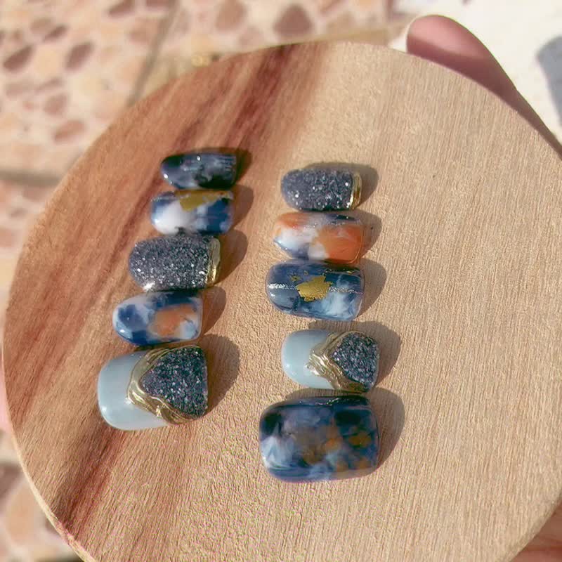 星辰大海 烫金 手工美甲 手绘穿戴甲 Nail arts/Press on nails - 其他 - 其他材质 蓝色