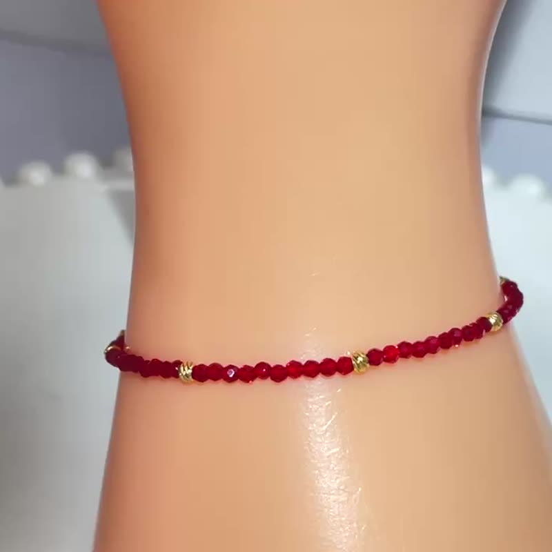 吉祥 尖晶石 设计感 华丽 磁吸 手链 - 手链/手环 - 珍珠 红色