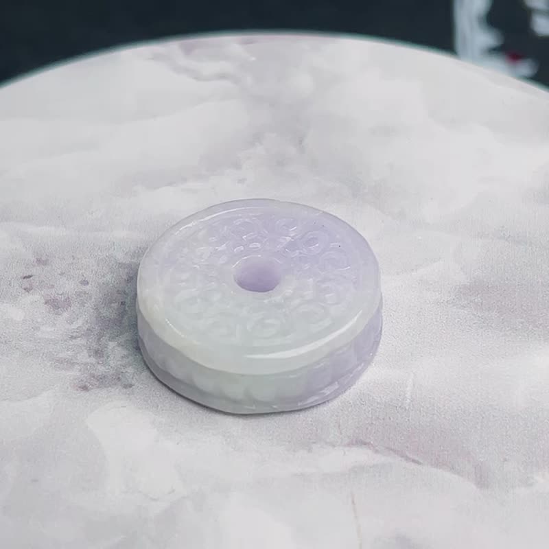 【愿·平安】紫罗兰平安扣吊坠 | 天然A货翡翠 | 送礼 - 吊饰 - 玉石 紫色