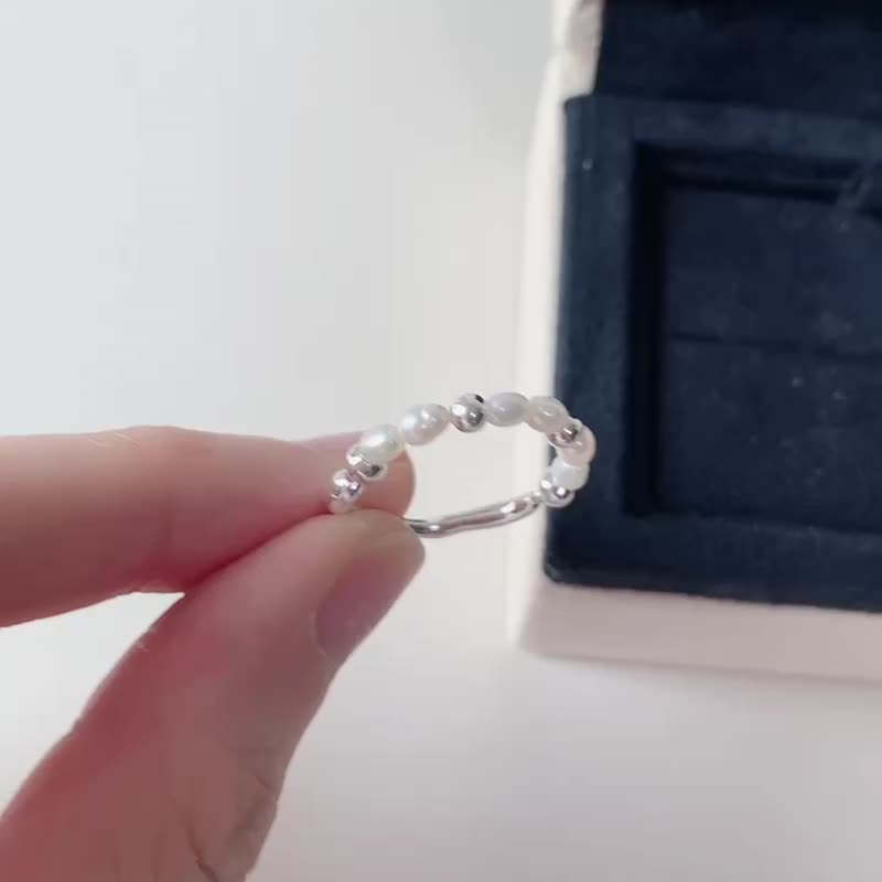 天然珍珠配925银珠戒指 - 戒指 - 珍珠 多色