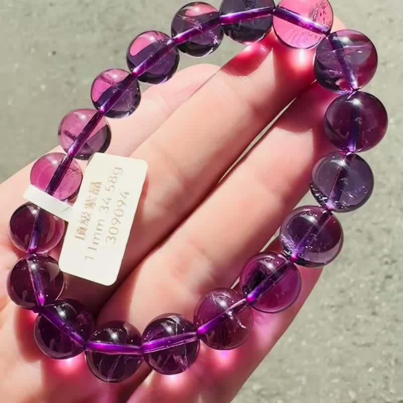 精品级自用紫晶紫水晶11mm34.58g着名智慧之石贵人缘广结人缘 - 手链/手环 - 水晶 紫色