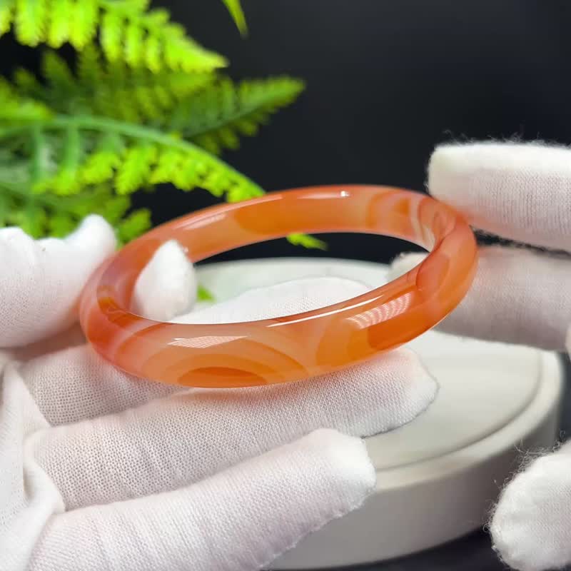 渐变红玛瑙手镯 62MM 冰润起刚天眼千层 热情和谐平衡能量本命年 - 手链/手环 - 半宝石 红色