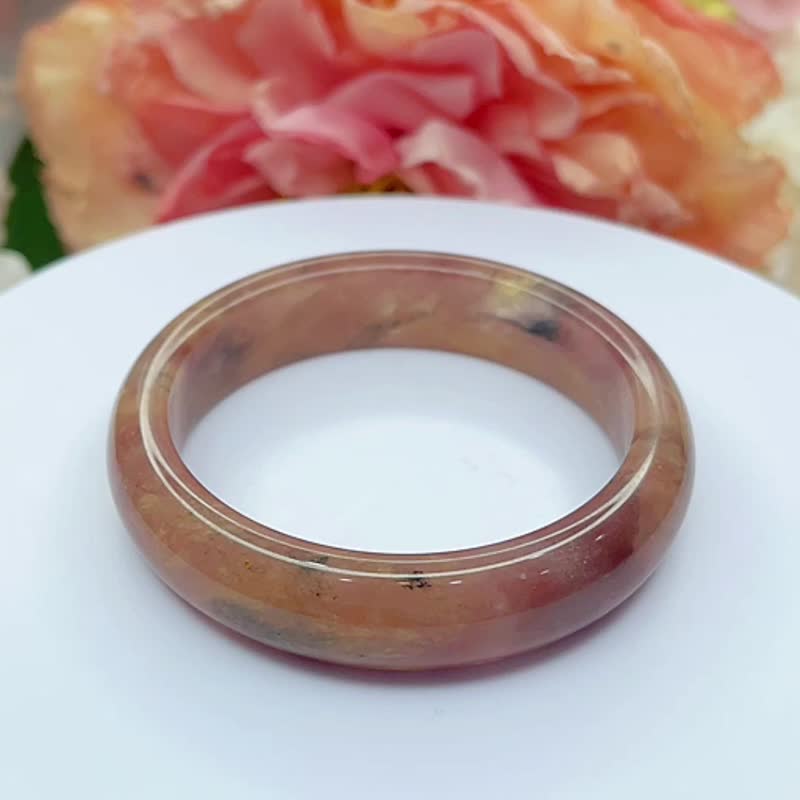 NO.117干燥玫瑰色紫罗兰 52 MM 圈口金丝玉 新疆料冰润 平安镯 - 手链/手环 - 玉石 多色