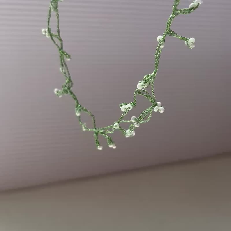 荠草-花花草草系列手工勾织项链 - 项链 - 其他材质 绿色