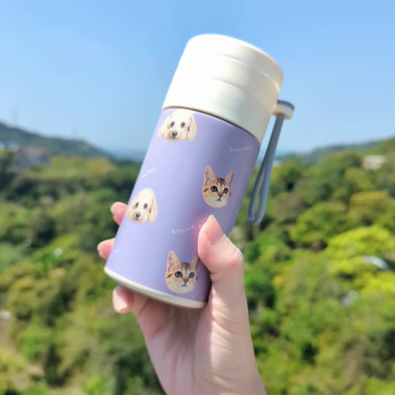 客制化照片手绘 礼物 不锈钢保温瓶 冰霸杯 车载随行水壶 - 保温瓶/保温杯 - 不锈钢 白色