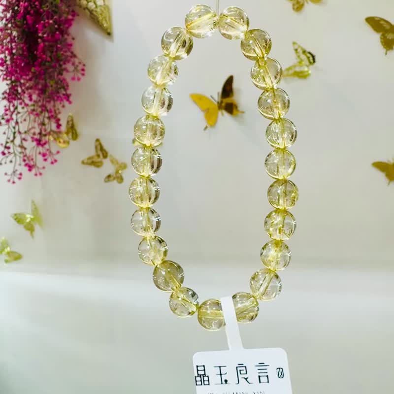天然轻透料黄金细发钛金钛晶7.8-8.3mm17.44g旺事业招财阳气 - 手链/手环 - 水晶 金色