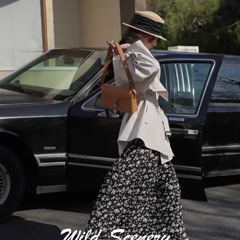 灰杏色 松弛簡約中長款風衣 小個子短款腰帶外套 前後複式拼片 - 女装休闲/机能外套 - 棉．麻 灰色