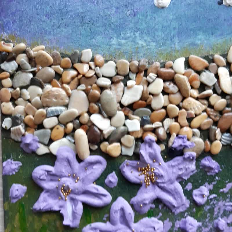 3D Purple Country Landscape Painting with sheep in meadow/Acrylic Sheep Painting - 墙贴/壁贴 - 压克力 紫色