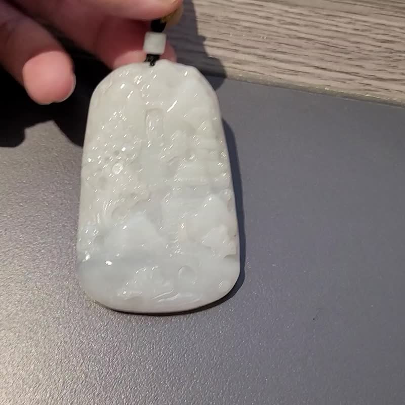 【亲翠】天然翡翠 白冰大器有山有水有靠山调节式项链 靠山系列 - 项链 - 玉石 多色
