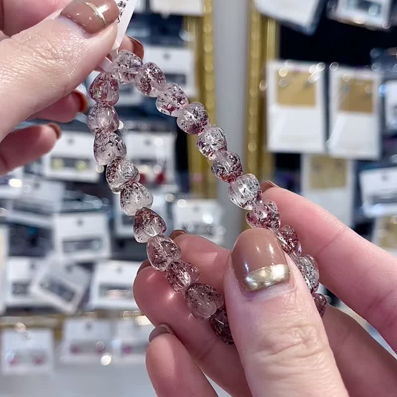 精品体透黑玫瑰毒液超七金草莓红超七立体爱心水晶手链贵人运桃花 - 手链/手环 - 水晶 多色