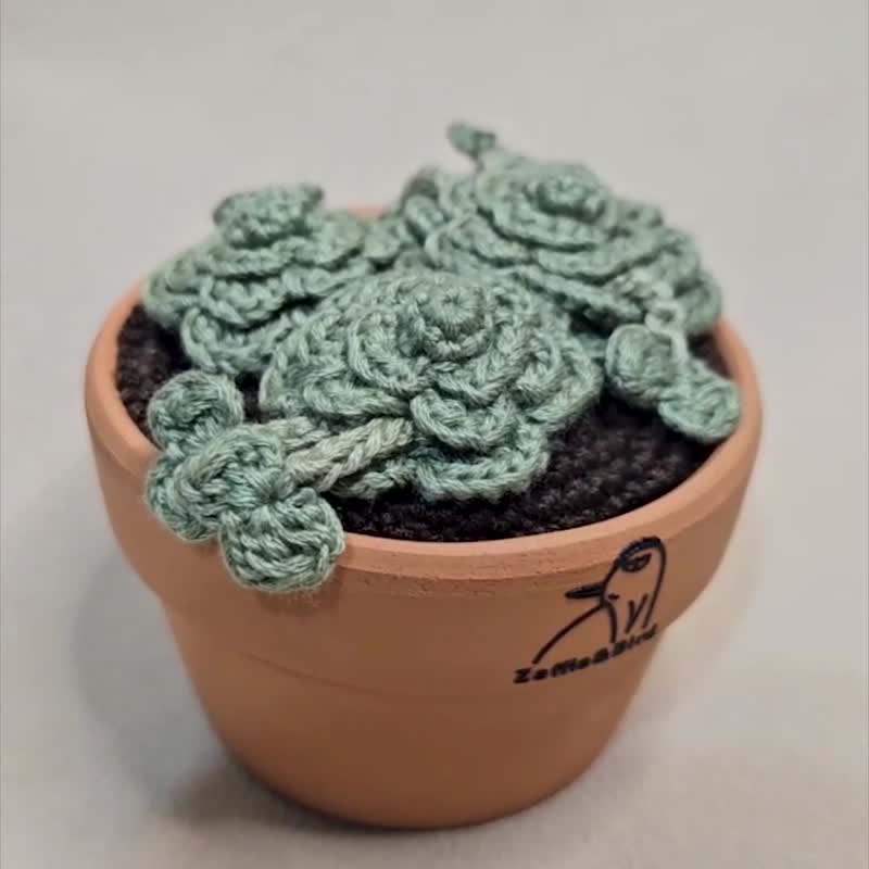 多肉植物 子持莲华-手作编织植物 - 植栽/盆栽 - 绣线 绿色