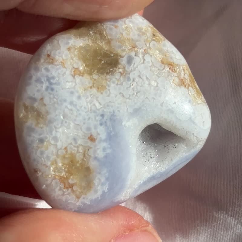 蓝纹石水晶 蕾丝花纹 金云姆共生 水晶洞 原石 精品 水晶 摆设 - 摆饰 - 水晶 蓝色