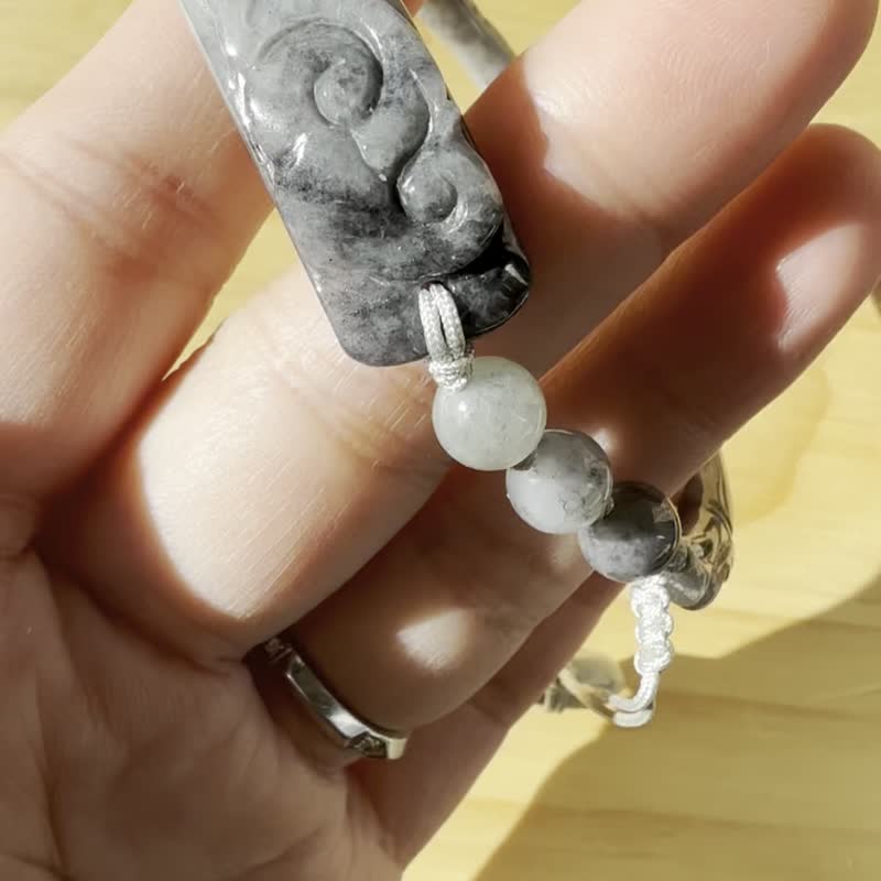 手工編織翡翠手链 — 夜之绽放 - 手链/手环 - 玉石 蓝色