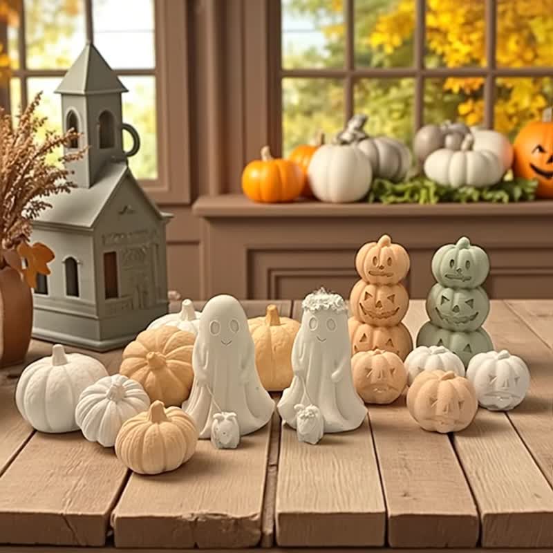 定制化礼物 万圣节小鬼 南瓜 扩香座 - 香薰/精油/线香 - 其他材质 白色