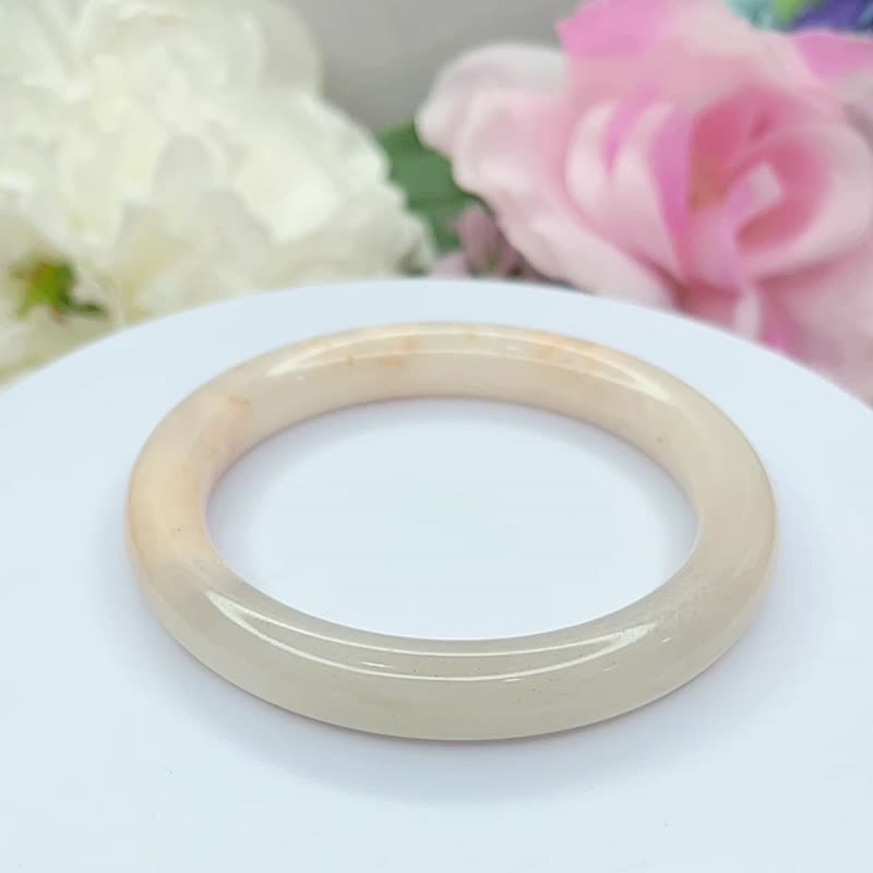 NO.142 稀有冰润粉樱花手镯 内径 60MM 圈口  樱花粉手环 - 手链/手环 - 玉石 粉红色