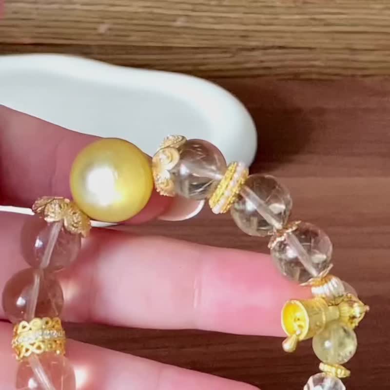金星要塞・银河帝国丨收藏级龙麟纹黄金锂云母维纳斯金发晶黄水晶 - 手链/手环 - 水晶 黄色