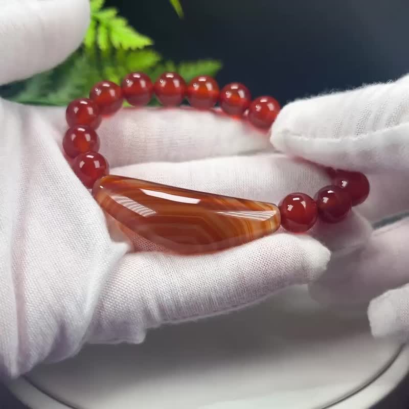 高品质马达加斯加红玛瑙手串10mm冰润起光千层天眼幸福繁荣热情 - 手链/手环 - 半宝石 红色