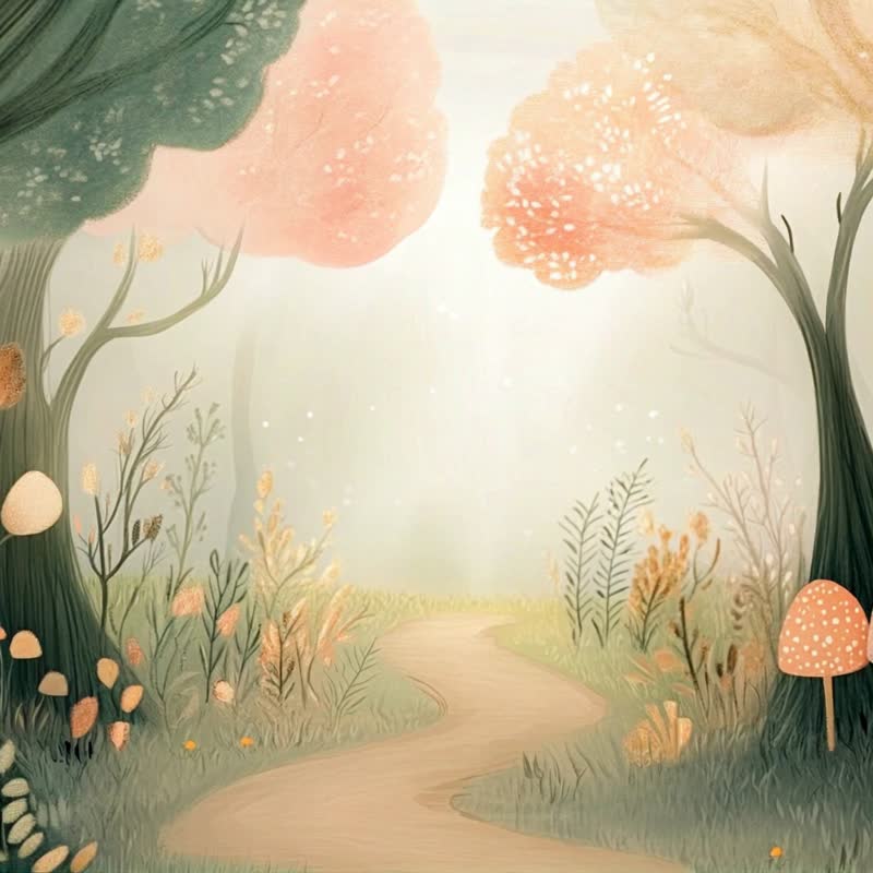 童话蘑菇 梦幻森林插画北欧童趣儿童房卧室装饰疗愈艺术挂画 - 海报/装饰画/版画 - 棉．麻 