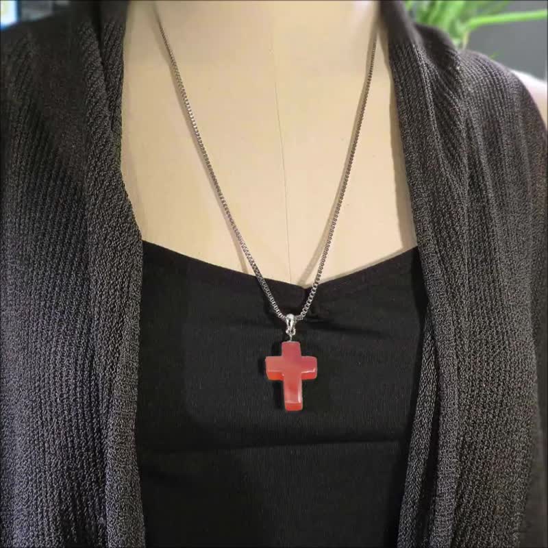 水晶十字架项链 - 钛钢中长链 60cm 10 款选 1 信仰项链 定制化礼物 - 项链 - 水晶 多色