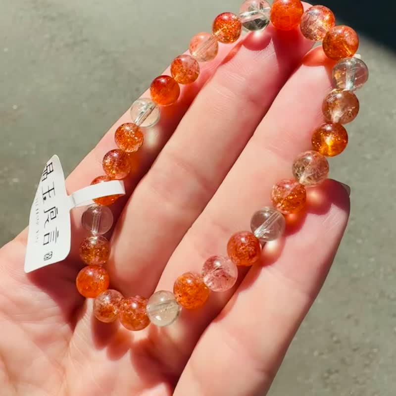 精品透体浓色阿鲁沙6.5mm10.97g金太阳共生水晶正向能量财运贵人 - 手链/手环 - 水晶 多色
