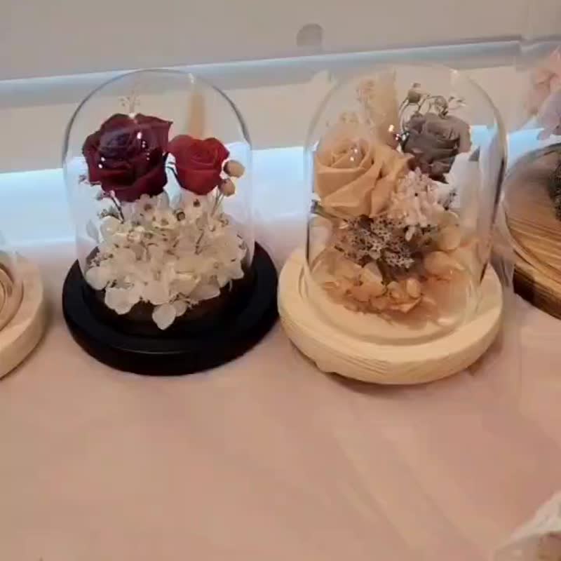 迷你可爱永生花钟 - 摆饰 - 玻璃 多色