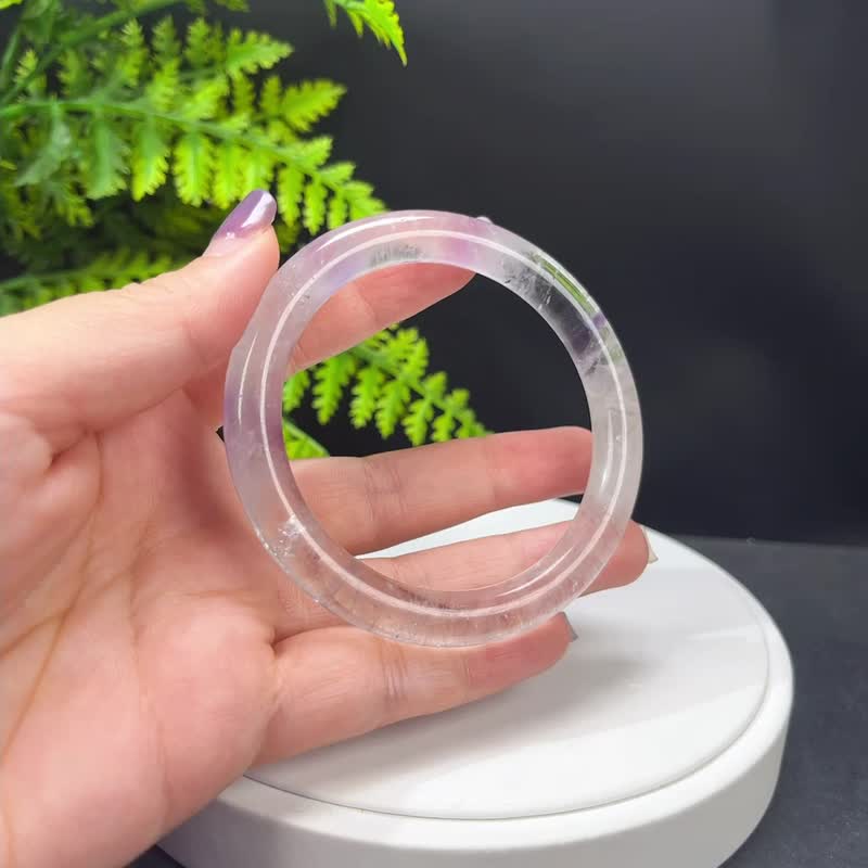 超七紫水晶手镯 59MM 冰透星光彩虹闪片 飘紫超级能量七水晶 脉轮 - 手链/手环 - 水晶 