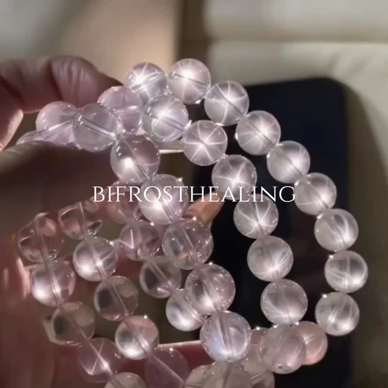 弥雅手作丨一舞剑气动四方丨粉水晶手串原创设计 - 手链/手环 - 水晶 粉红色