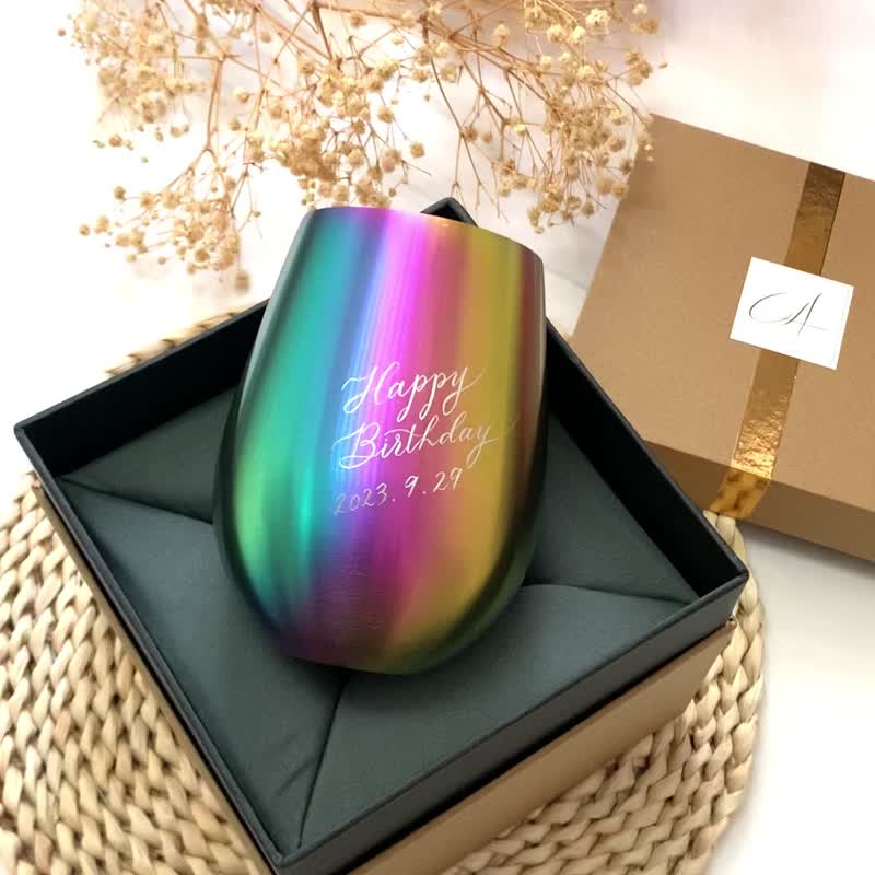 【客制礼物】刻字 幻彩色 威士忌酒杯 礼盒装 礼品 咖啡杯 定制 - 酒杯/酒器 - 不锈钢 多色