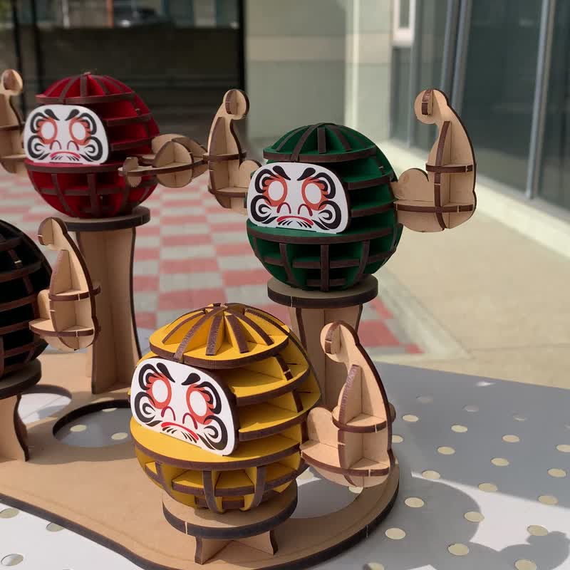 【手作DIY】许愿 达摩 不倒翁 / 招财 开运 / 日式摆饰 毕业礼物 - 木工/竹艺/纸艺 - 木头 咖啡色