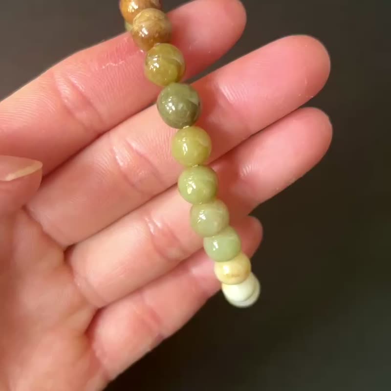 天然翡翠 缅甸 A玉 玉珠 玉链 手链 • 渐变红黄翡翠手串 - 手链/手环 - 玉石 红色