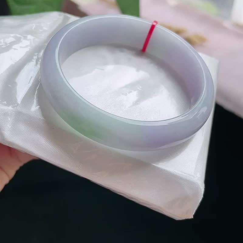 冰种 天然翡翠 缅甸 A玉 玉镯 • 冰种翡翠福镯 - 手链/手环 - 玉石 紫色