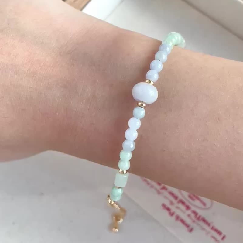 春彩配色天然缅甸A货翡翠手链 - 手链/手环 - 玉石 