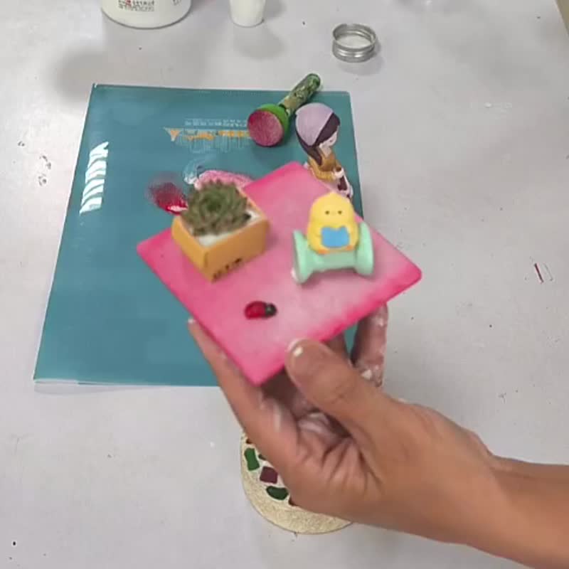 【DIY材料包】科技黏土多肉植物手作 DIY材料包 礼盒 / 交换礼物 - 植栽/盆栽 - 其他材质 白色