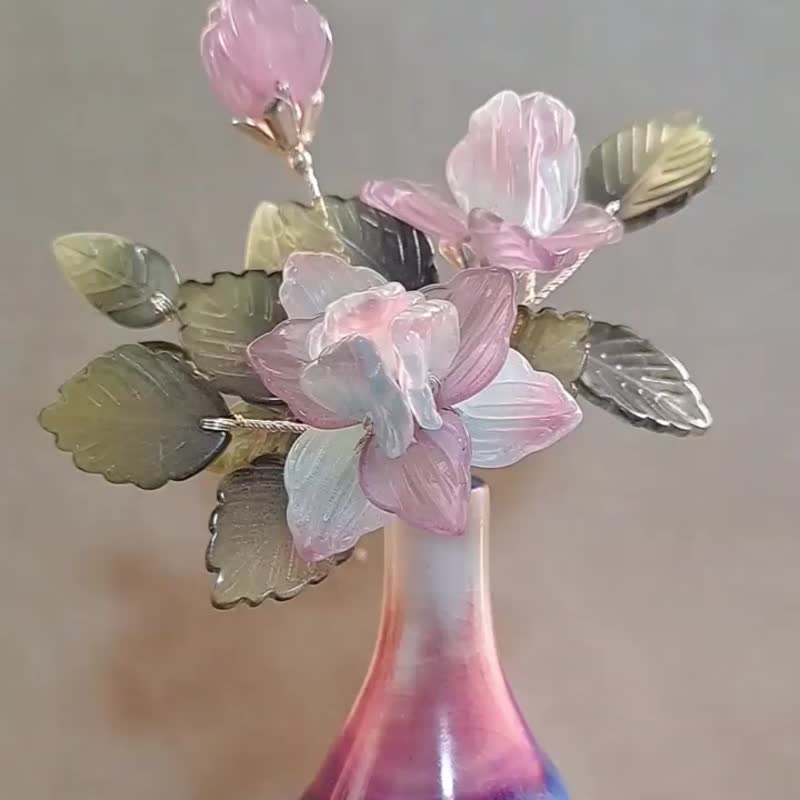 【宝石琉璃花-三角梅】中国风彩釉瓷瓶 ∕ 摆饰 ∕ 装饰小物 - 花瓶/陶器 - 玻璃 紫色