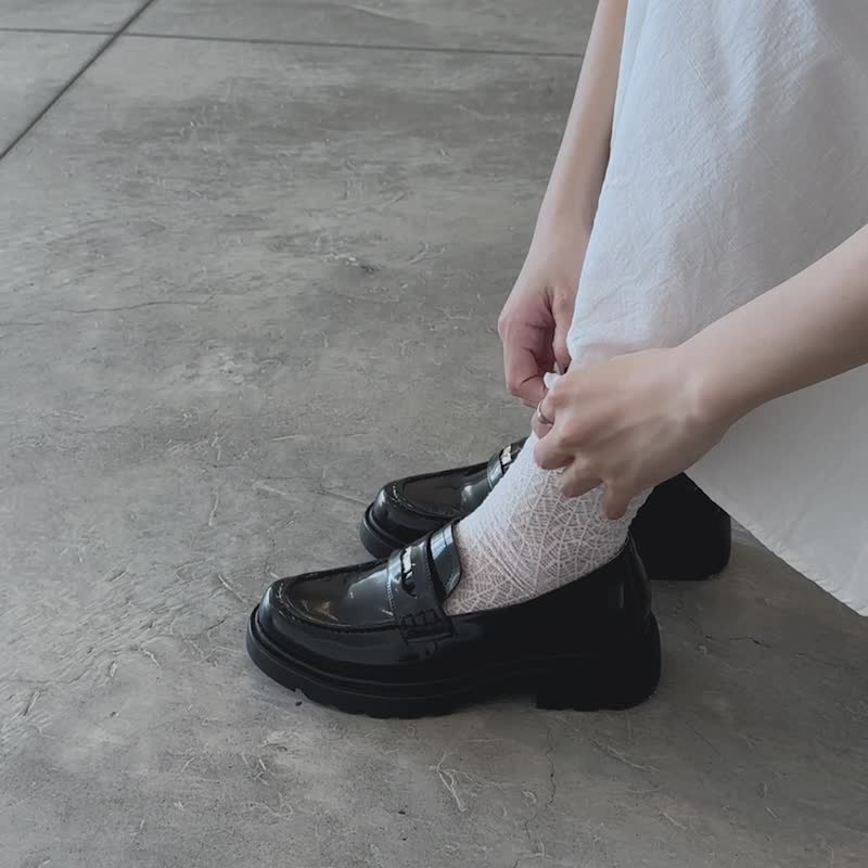 转运金币乐福鞋-黑苹果 - 女款牛津鞋/乐福鞋 - 真皮 黑色