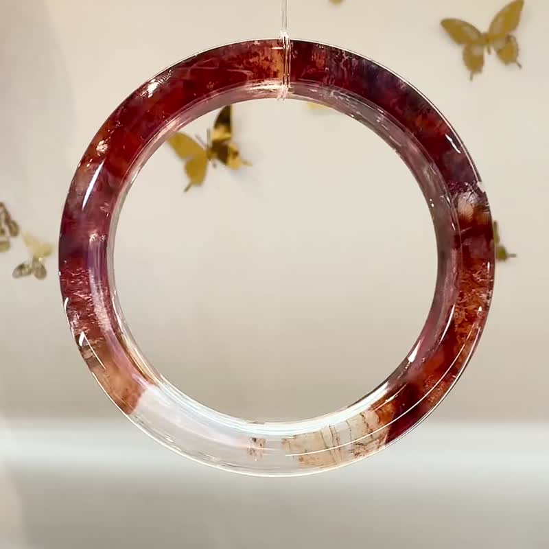 毕业级高冰体胶花水晶手镯59圈口开运招财辟邪挡煞净化趋吉人缘 - 手链/手环 - 水晶 红色