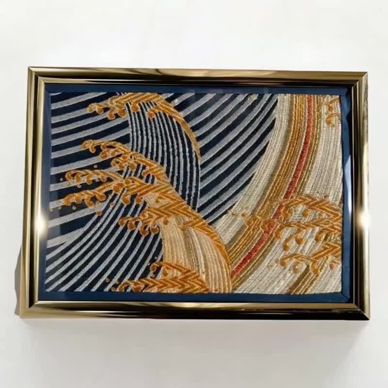 独一无二 真丝和服袋带艺术挂画, 日本手工纺织装饰面板 - 海报/装饰画/版画 - 丝．绢 银色