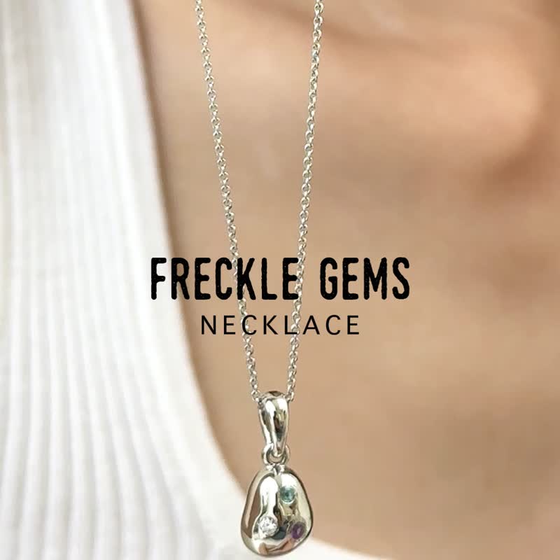 Freckle Gems Necklace 雀斑宝石项链 纯银链配真银吊坠 - 项链 - 纯银 金色