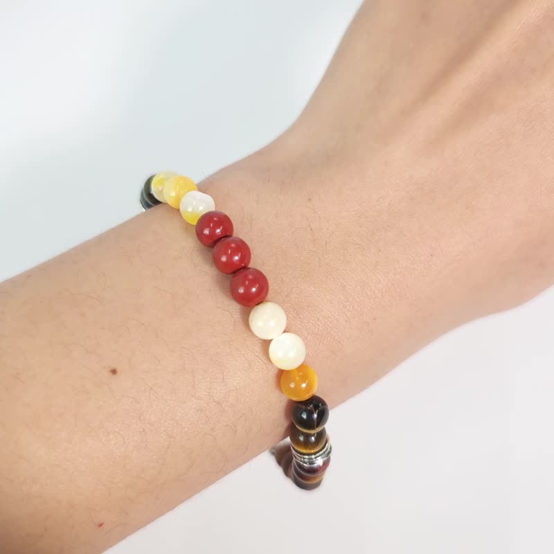 松贝沉红(红虎眼石/虎眼石/深海贝壳/毕卡索石/红碧玉) - 手链/手环 - 半宝石 橘色