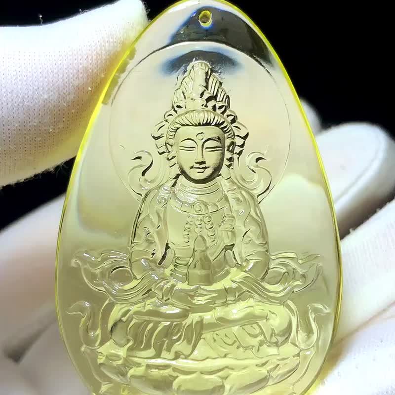 纯天然黄水晶观音吊坠 黄水晶宝瓶观音吊坠 造型饱满 颜色漂亮 - 吊饰 - 水晶 
