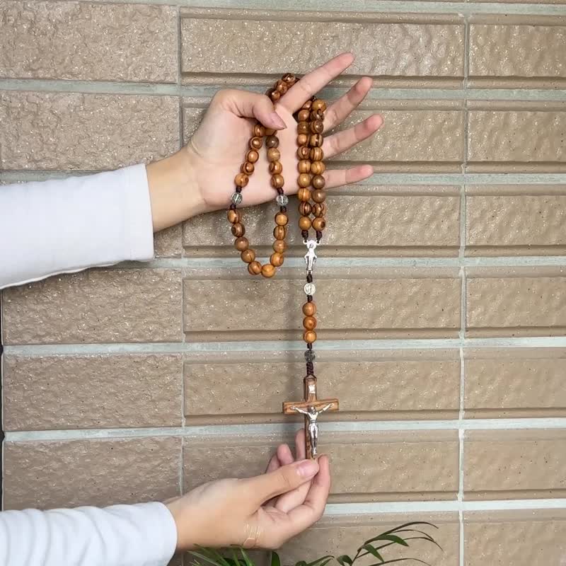 圣母手工饰品 祈祷圣珠 玫瑰经 圣本笃进口橄榄木80063 - 项链 - 木头 多色