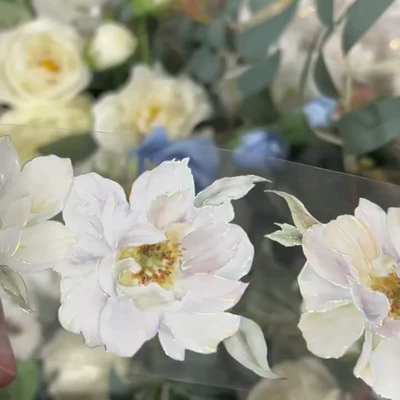 白芍 芍薬 PET 紙膠帶 虹光 5米卷 台灣製 - 纸胶带 - 其他材质 白色
