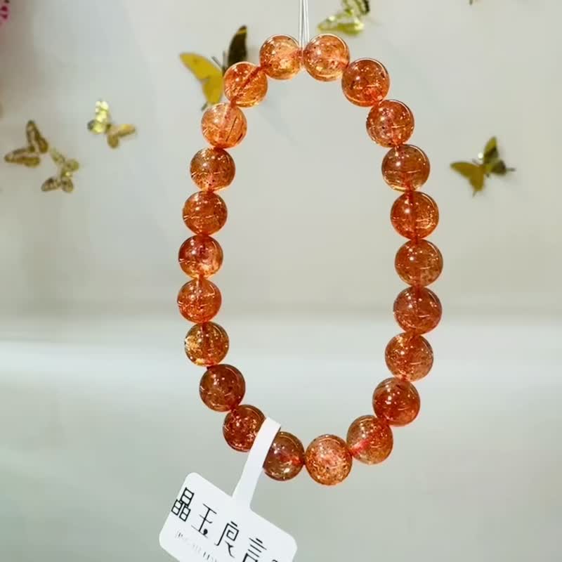 性价比浓透闪金太阳太阳石8.5mm19.53g化太岁事业旺财阳气正面 - 手链/手环 - 水晶 红色