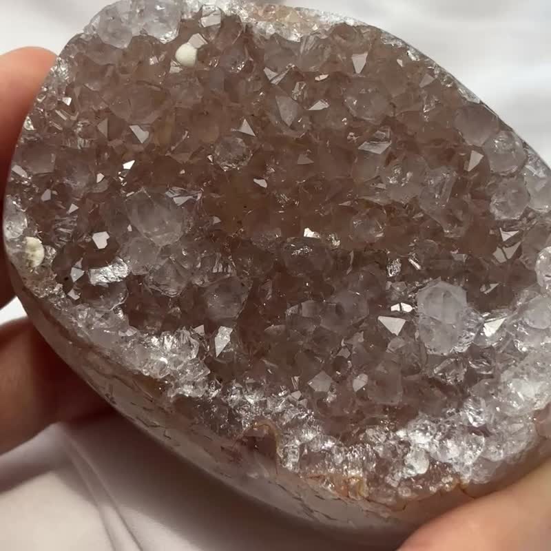 巴西 闪透樱花粉 彩晶簇 水晶簇 大牙 水晶原矿 摆设 原石 crysta - 摆饰 - 水晶 粉红色