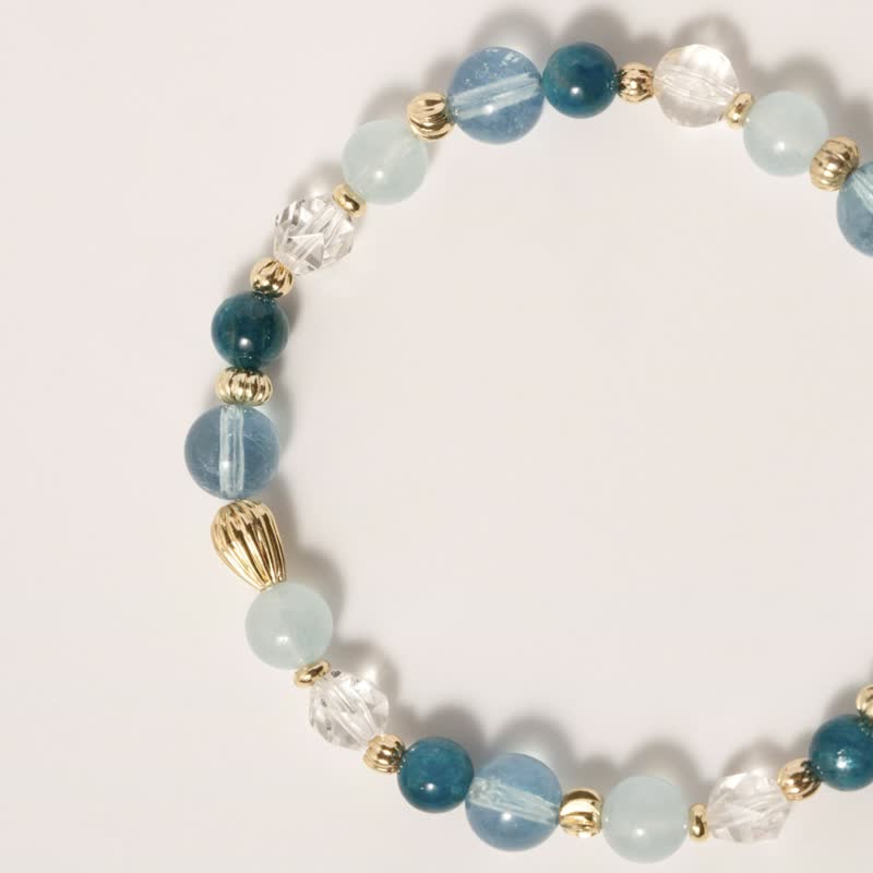 【公主风】午夜之履 | 海蓝宝/蓝磷灰 | 能量水晶/宝石/设计/饰品 - 耳环/耳夹 - 宝石 蓝色