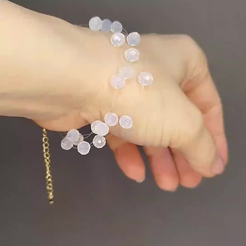 颈链与手链饰品套组，适合女性，婚礼配件项链 - 项链 - 琉璃 白色