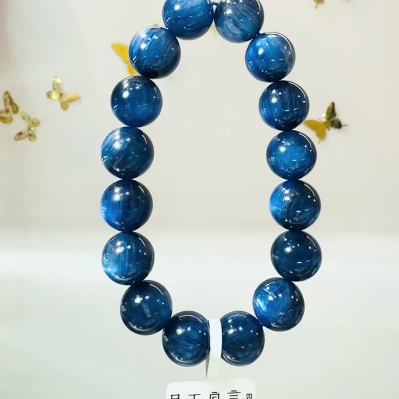 精品猫眼浓色蓝晶石13mm83.98g转运水晶美人鱼晶石提升洞悉力 - 手链/手环 - 水晶 蓝色