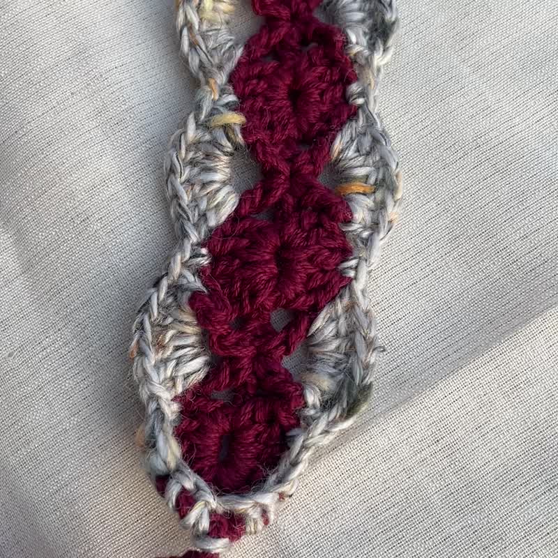 冬日圣诞红 编织发带 - 发带/发箍 - 棉．麻 红色