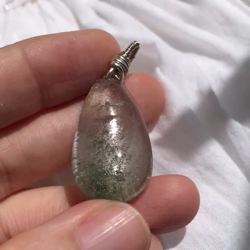 巴西翠绿幽灵水晶吊咀 原石 水晶 摆设 phantom quartz pendant - 项链 - 水晶 绿色