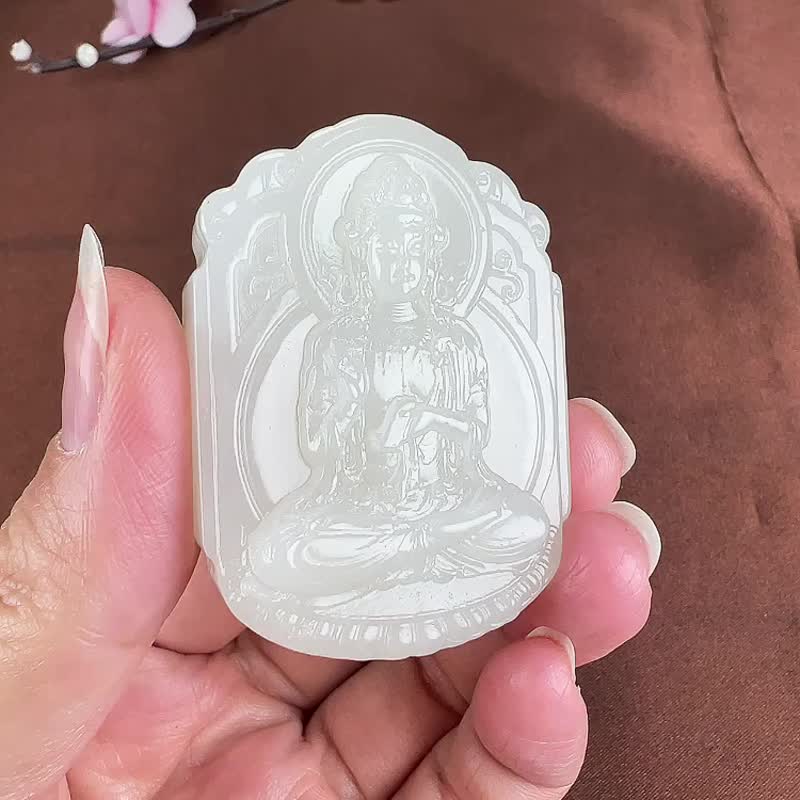 天然新疆和田玉羊脂玉观音吊坠玉质细腻温润色泽柔和匠心独 - 吊饰 - 玉石 